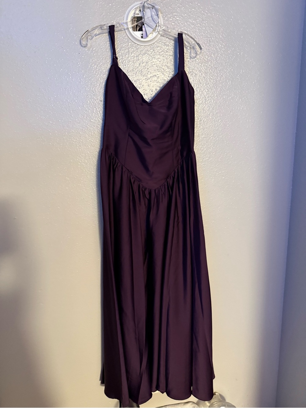 Azazie Satin Cowl Maxi Dress - Plum